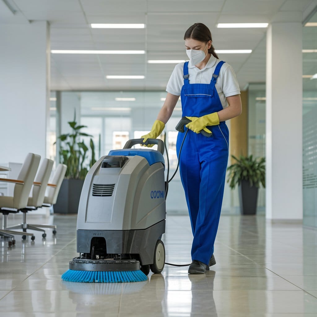 a photo of a professional cleaner wearing a unifor S0UfeDS3S5ivTEPBIyGeWQ hIZPR9_mR2iNkJTDItixKQ